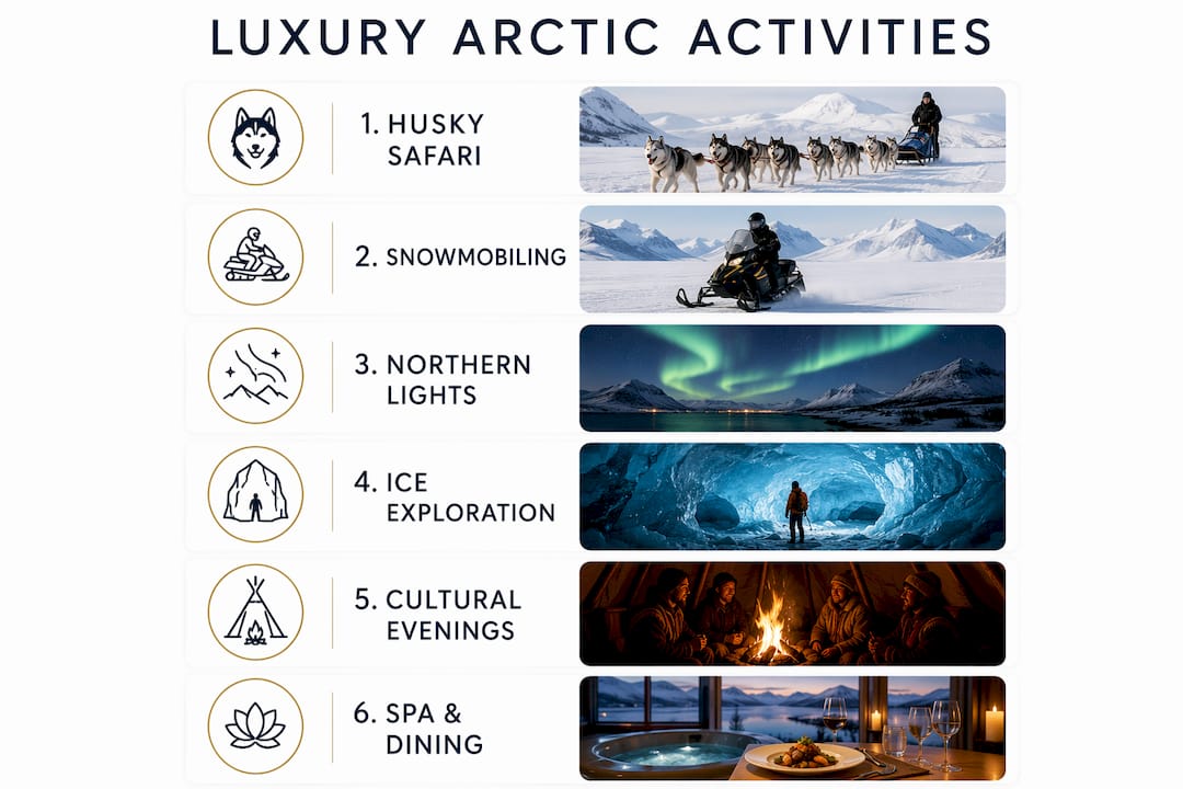 Infographic illustrating luxury Arctic activities