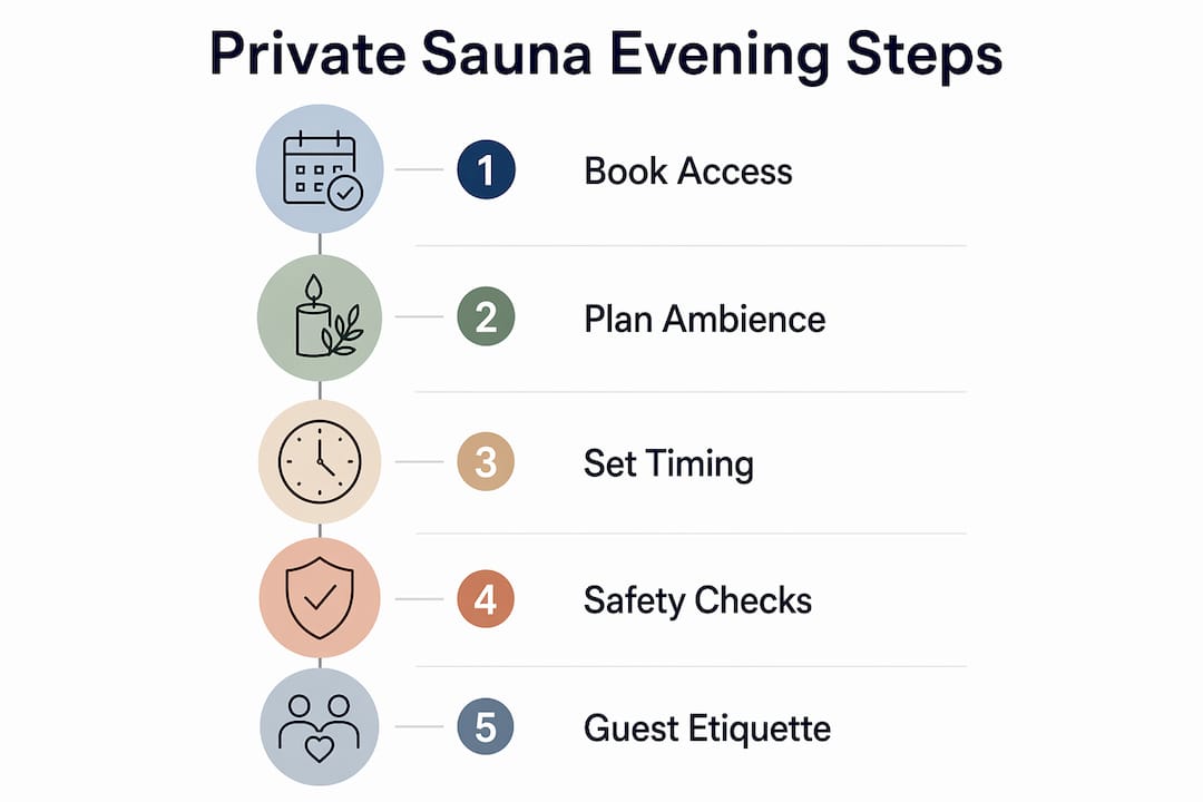Infographic showing steps to organize private sauna evening