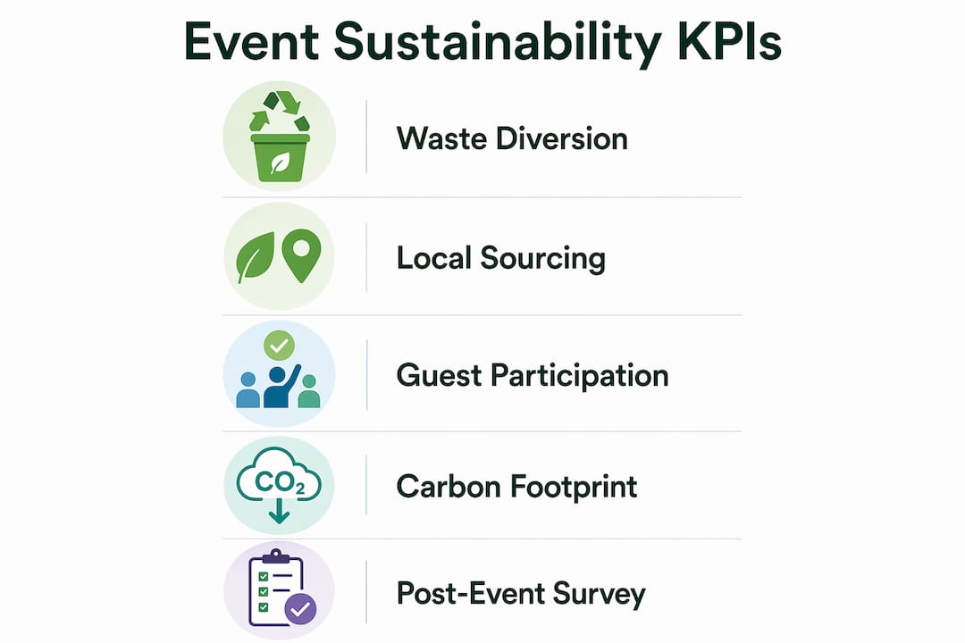 Infographic displaying key sustainability KPIs for eco events