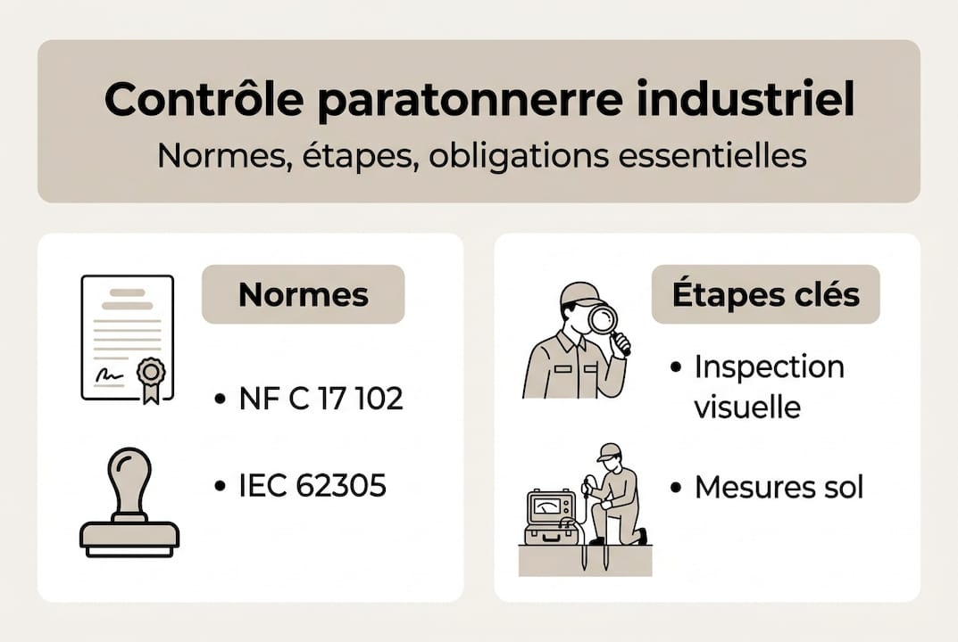 Visuel explicatif sur la vérification des installations de paratonnerres en milieu industriel
