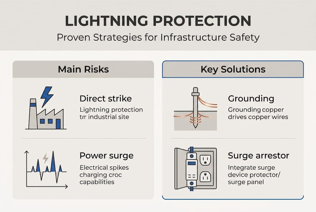 Infographic summarizing lightning risks and protection strategies