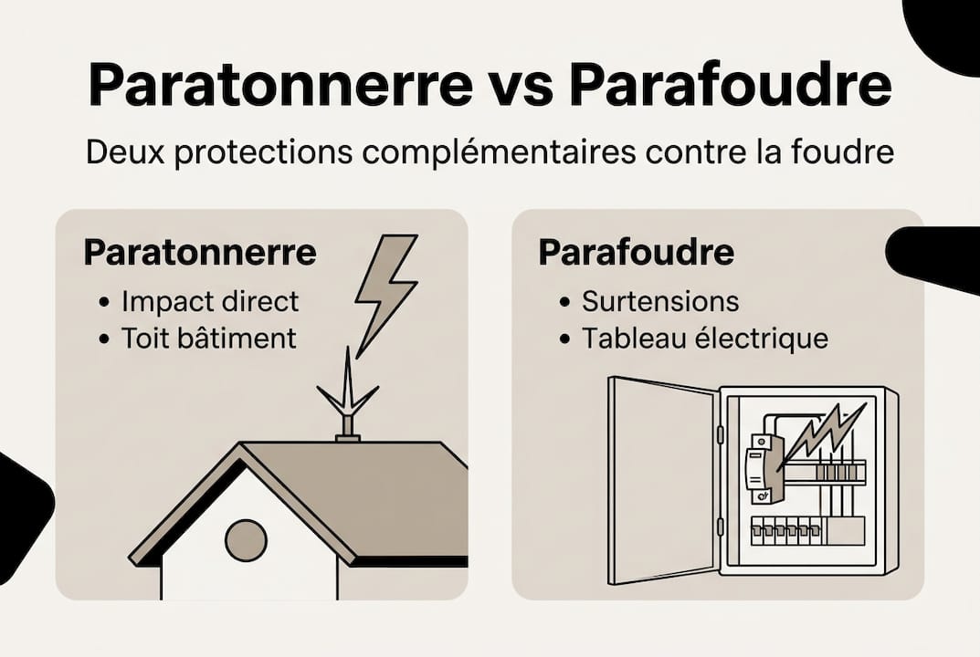 Infographie : comprendre la différence entre paratonnerre et parafoudre