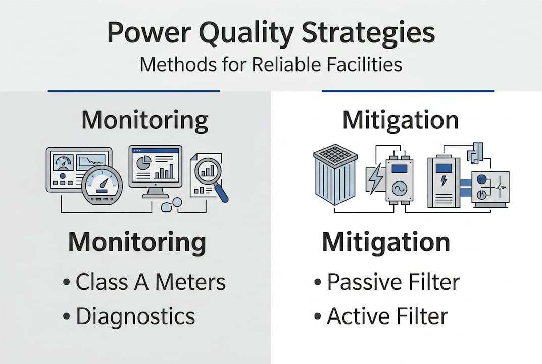Infographic of power quality strategies and methods