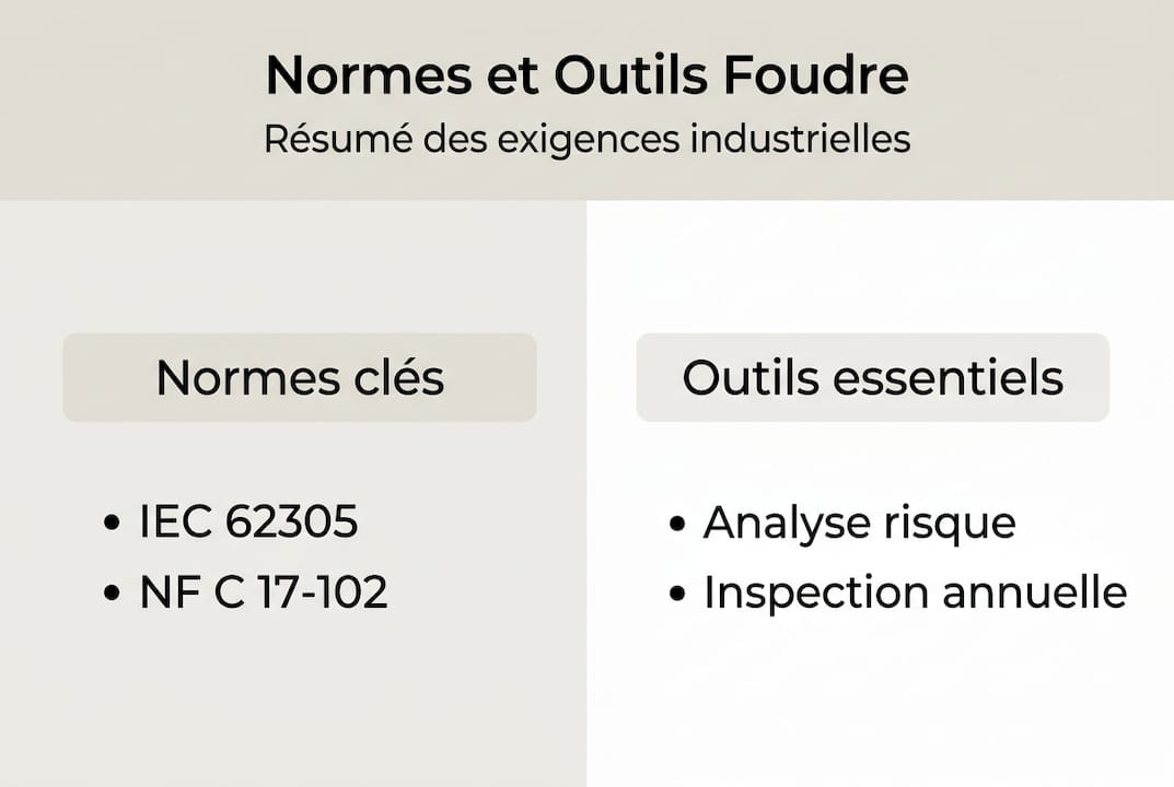 Infographie sur normes et outils protection foudre