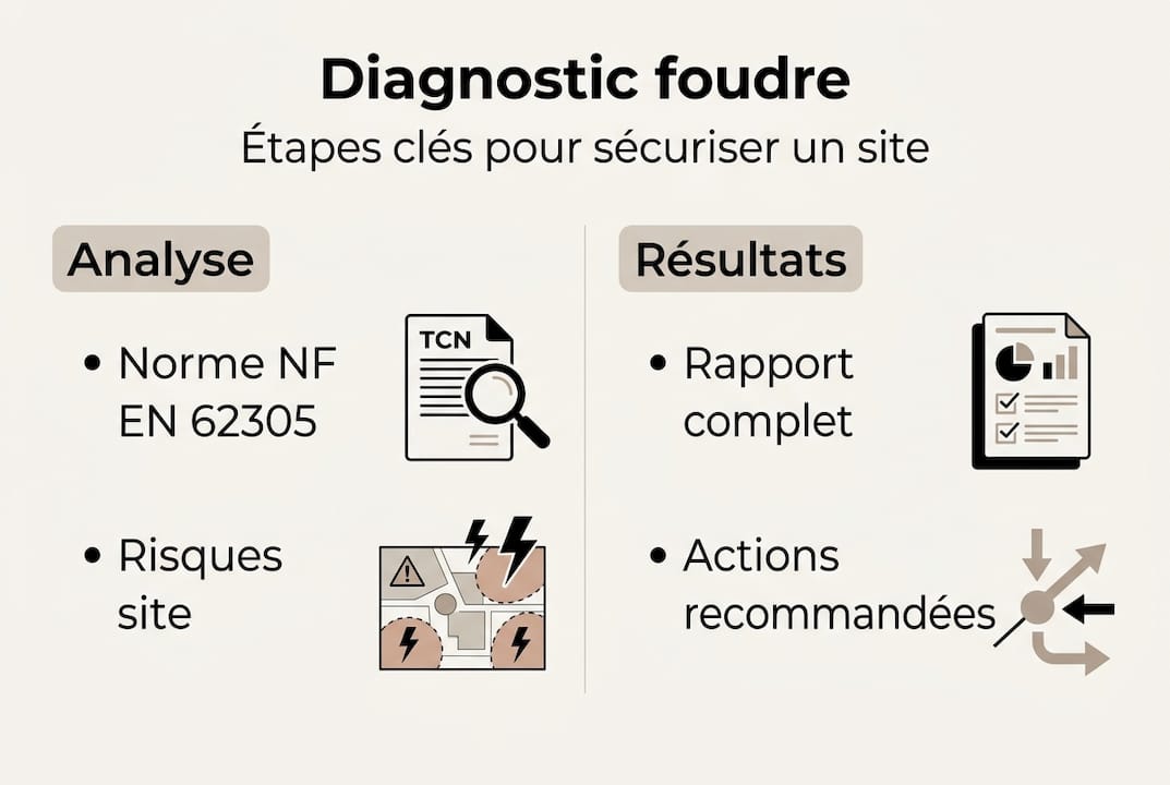 Infographie : les étapes essentielles du diagnostic de protection contre la foudre