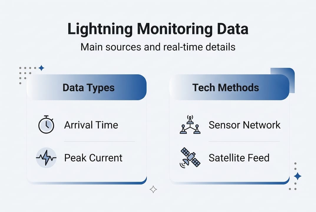 Lightning monitoring infographic with data types