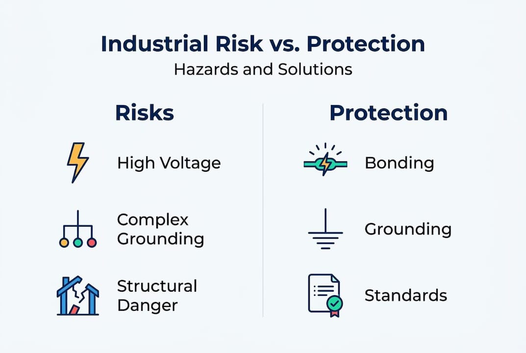 Infographic on industrial lightning risks and protections