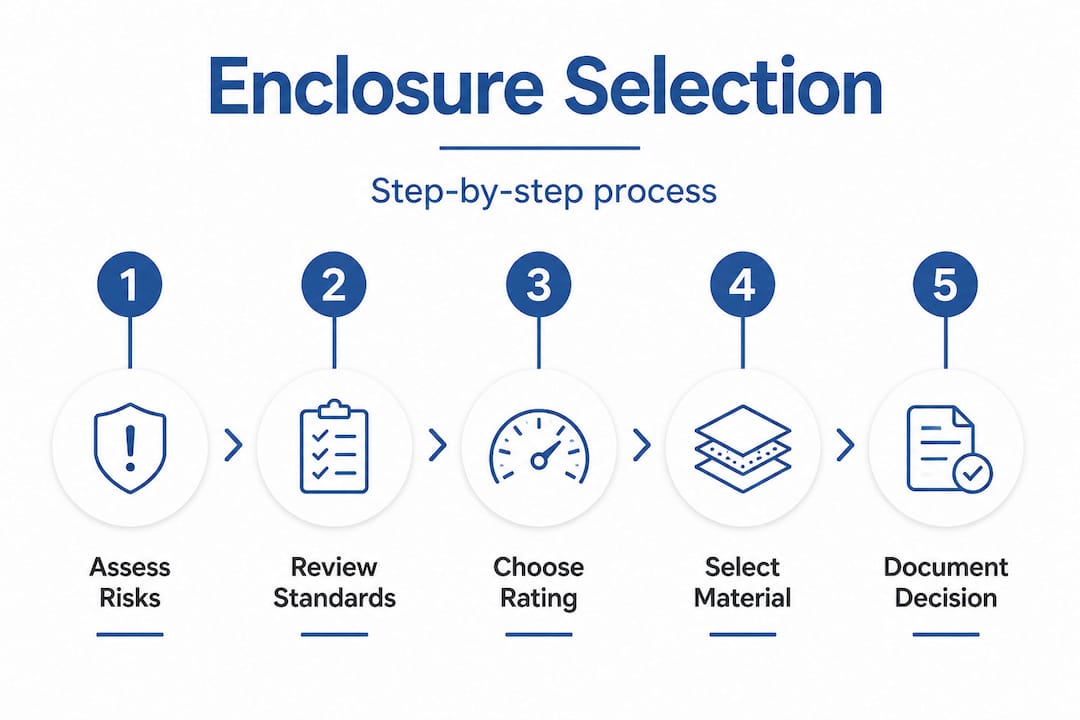 Vertical flow steps for enclosure selection process