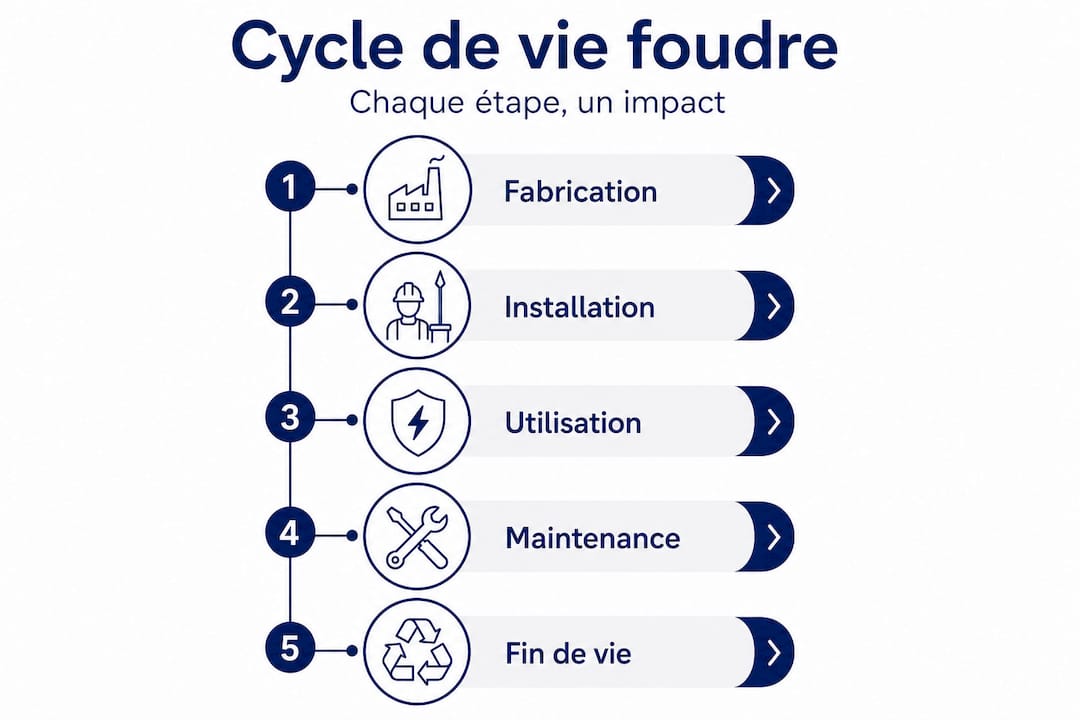 Schéma illustrant les différentes étapes du dispositif de protection contre la foudre