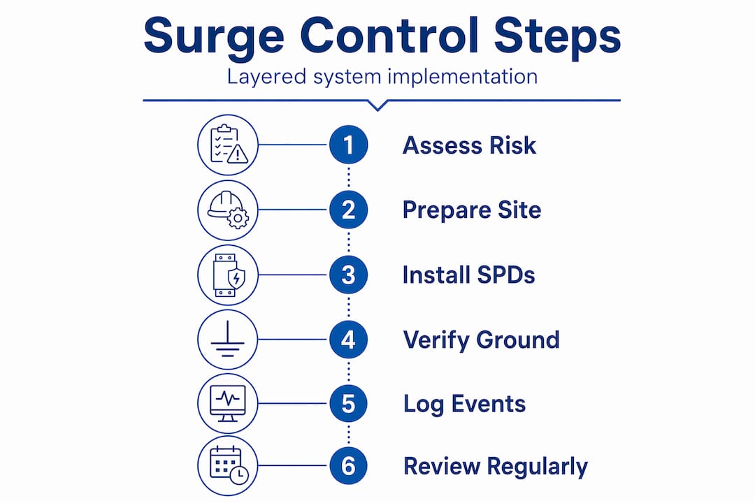 Infographic of main surge control steps