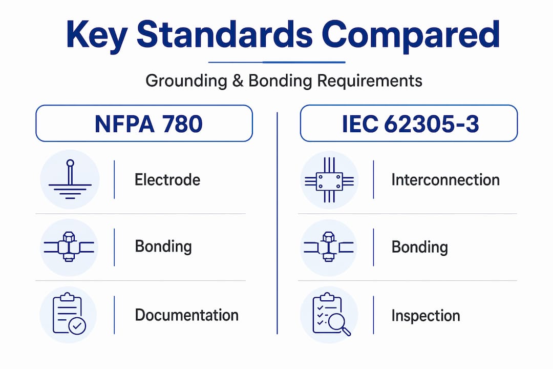 Infographic comparing major grounding standards