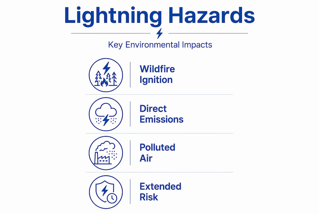 Infographic illustrating lightning’s environmental impact steps