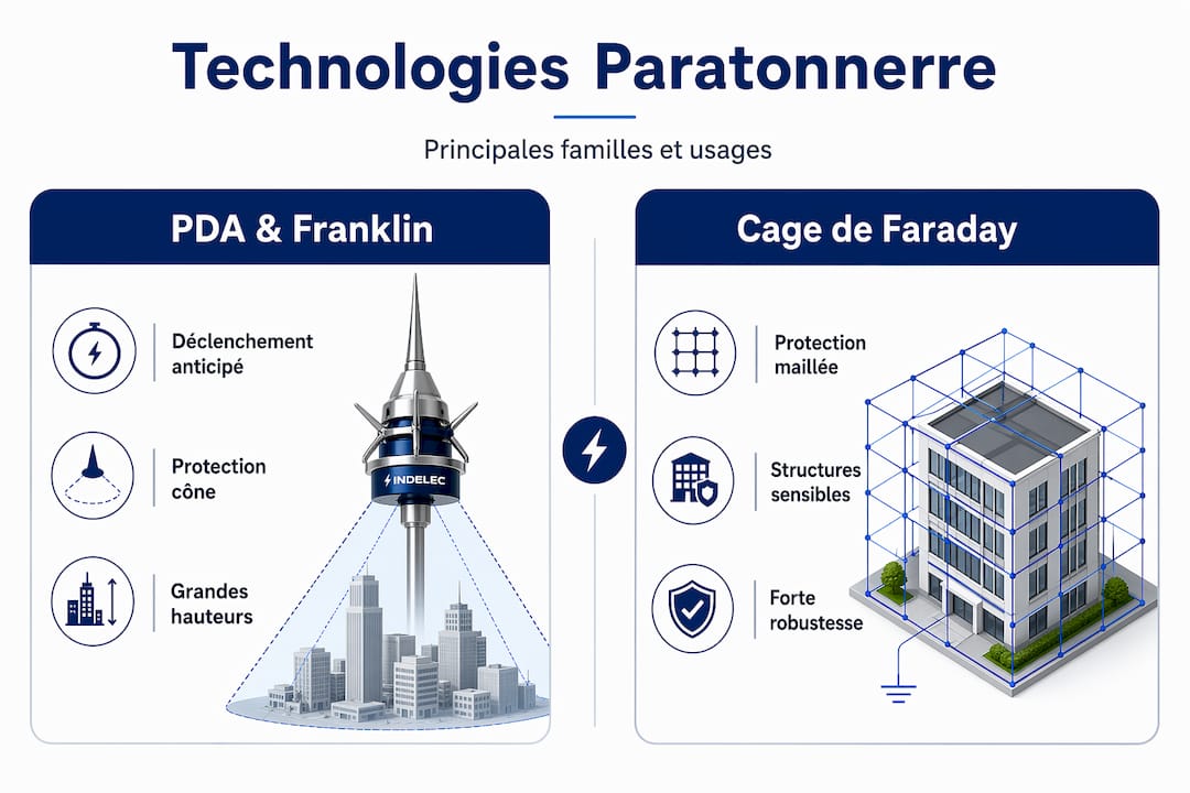 Panorama des différentes catégories de paratonnerres : une infographie comparative