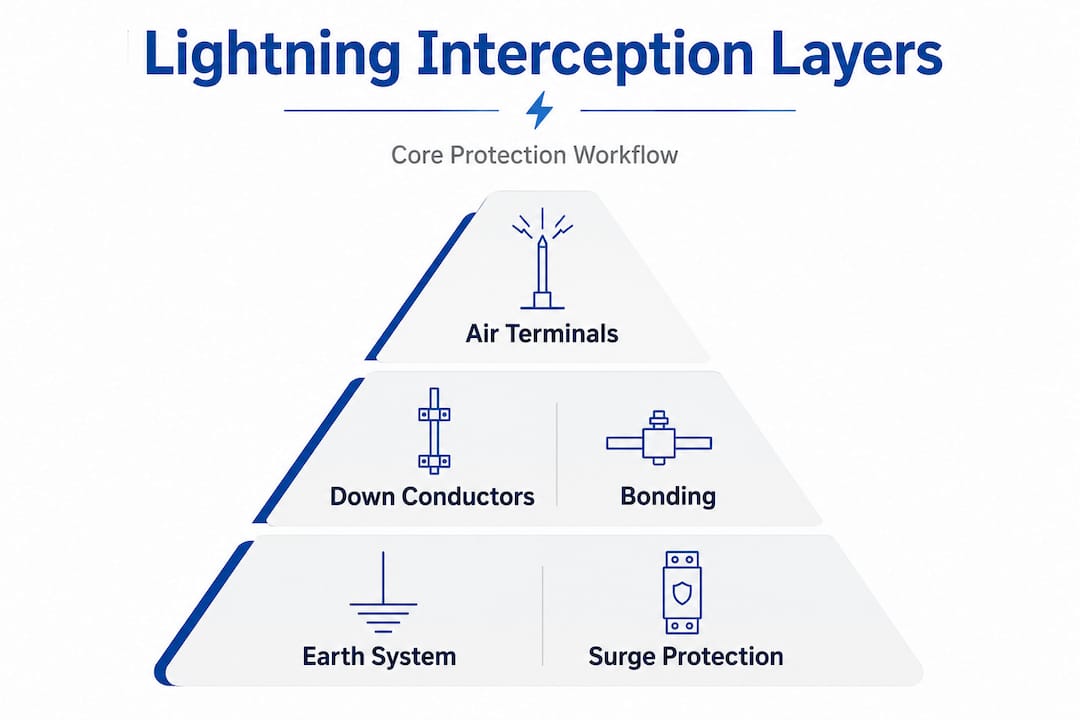 Hierarchy infographic of lightning interception layers