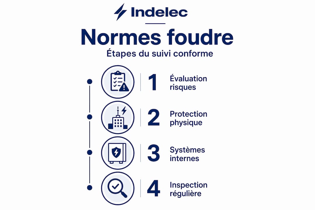 Infographie : les étapes clés pour un suivi réglementaire de la protection contre la foudre