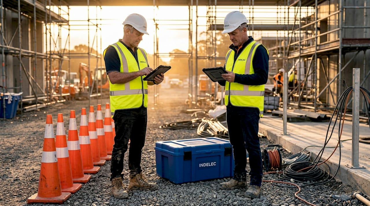 Supervisor performing safety check on construction site
