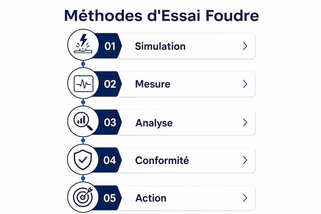 Découvrez, à travers cette infographie, les différentes étapes clés pour évaluer la performance face à la foudre.