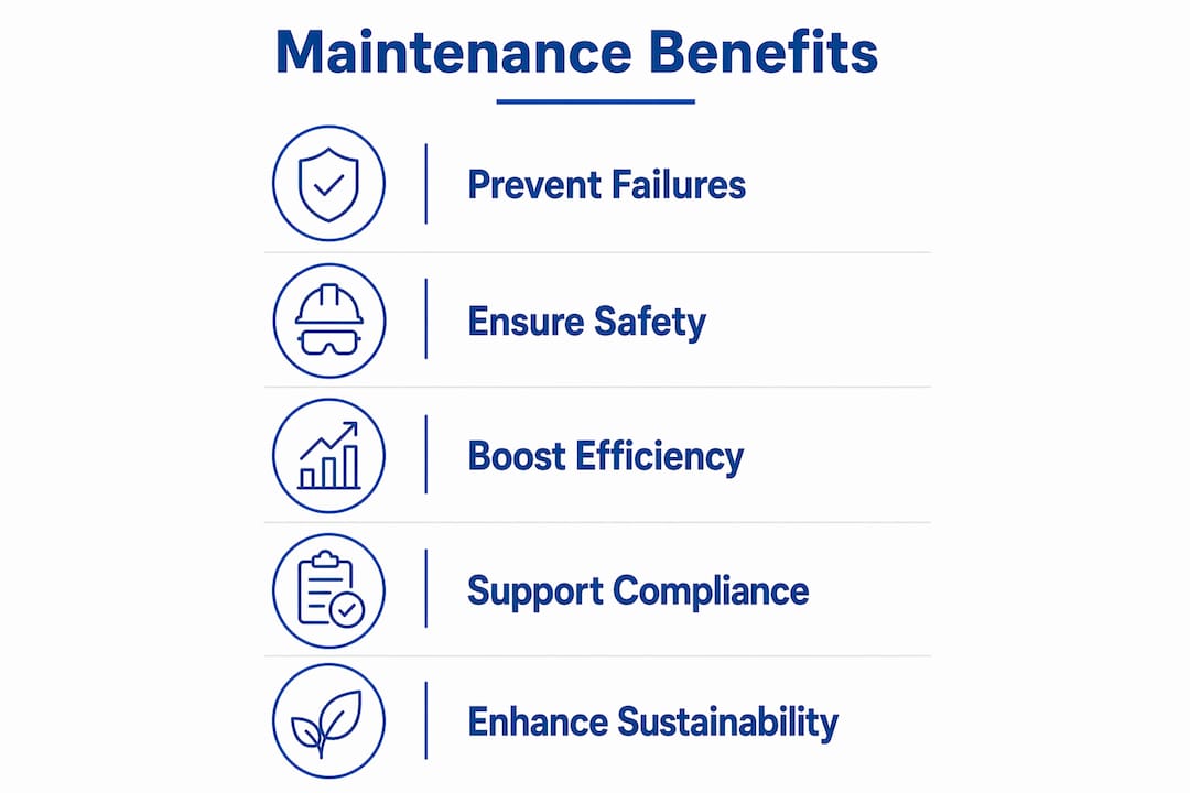 Infographic showing key benefits of regular facility maintenance