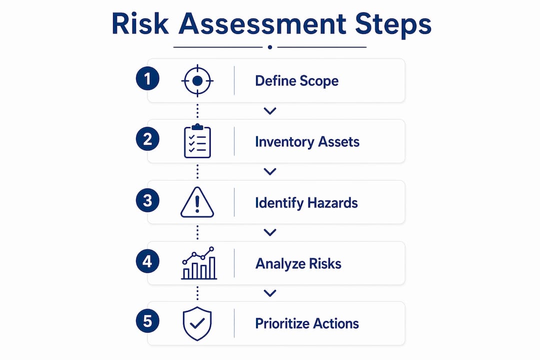 Infographic showing infrastructure risk assessment process steps