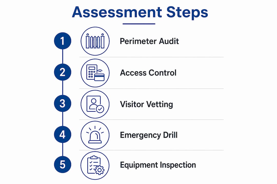Infographic illustrating facility protection assessment steps