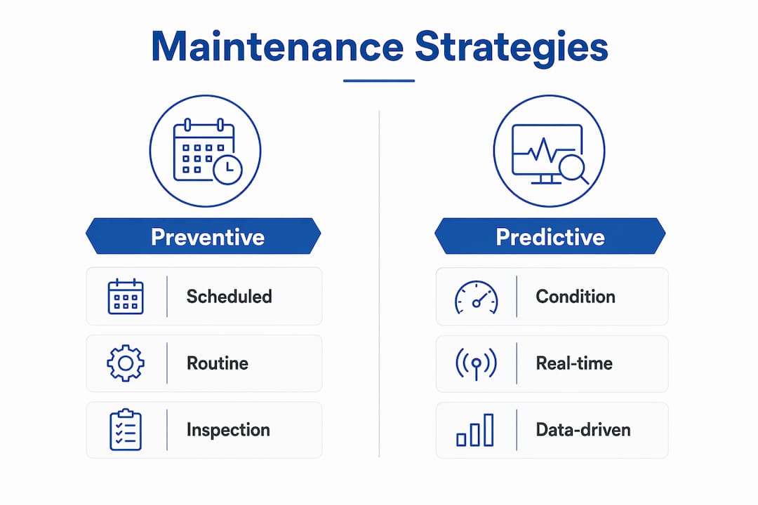 Infographic comparing preventive and predictive maintenance