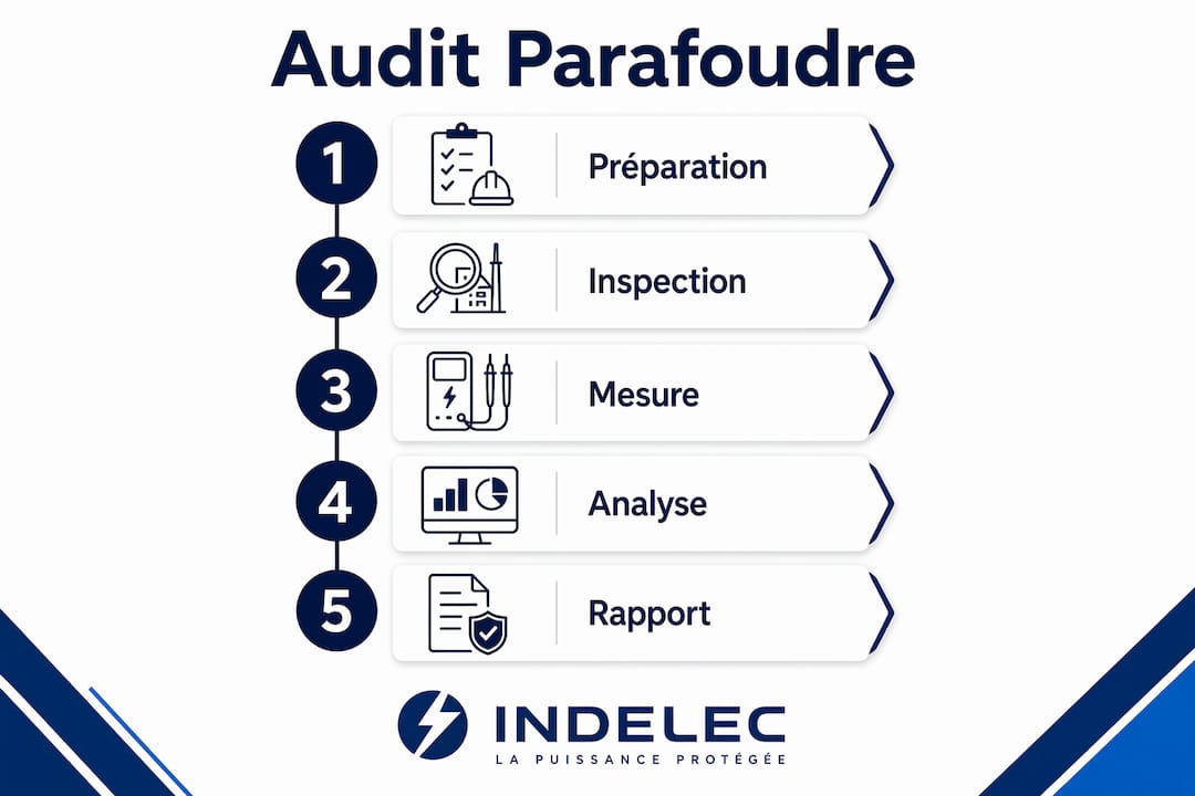 Infographie : les grandes étapes d’un audit des systèmes de protection contre la foudre