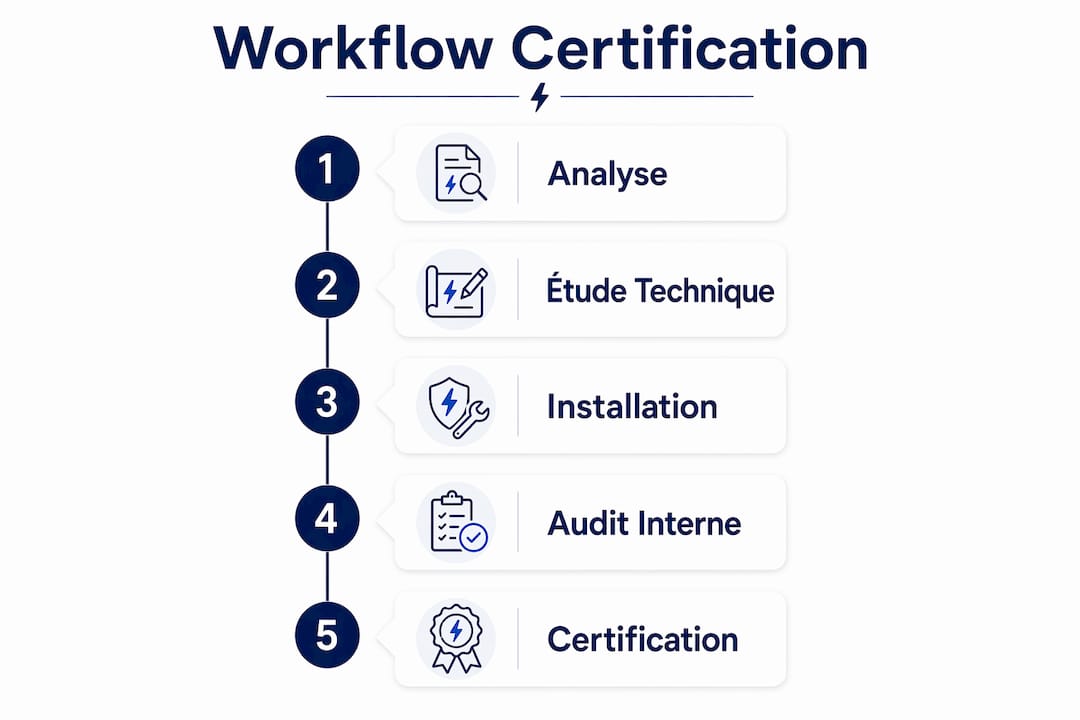 Schéma des différentes étapes du processus de certification