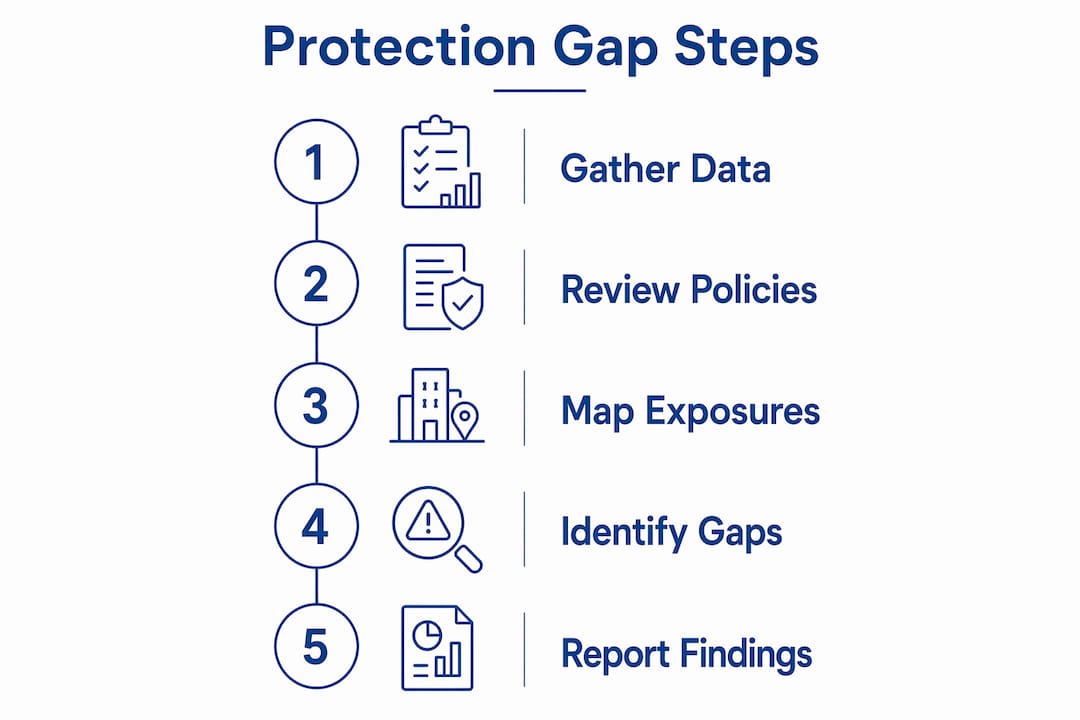 Infographic illustrating protection gap evaluation steps