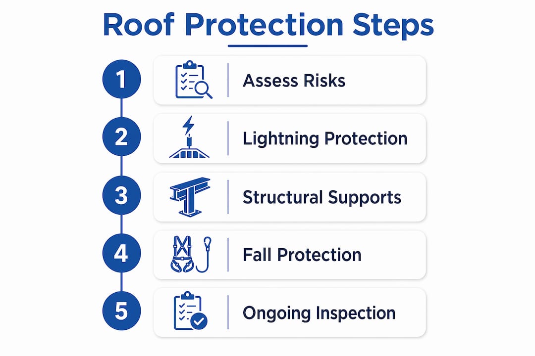 Infographic displaying roof equipment protection steps