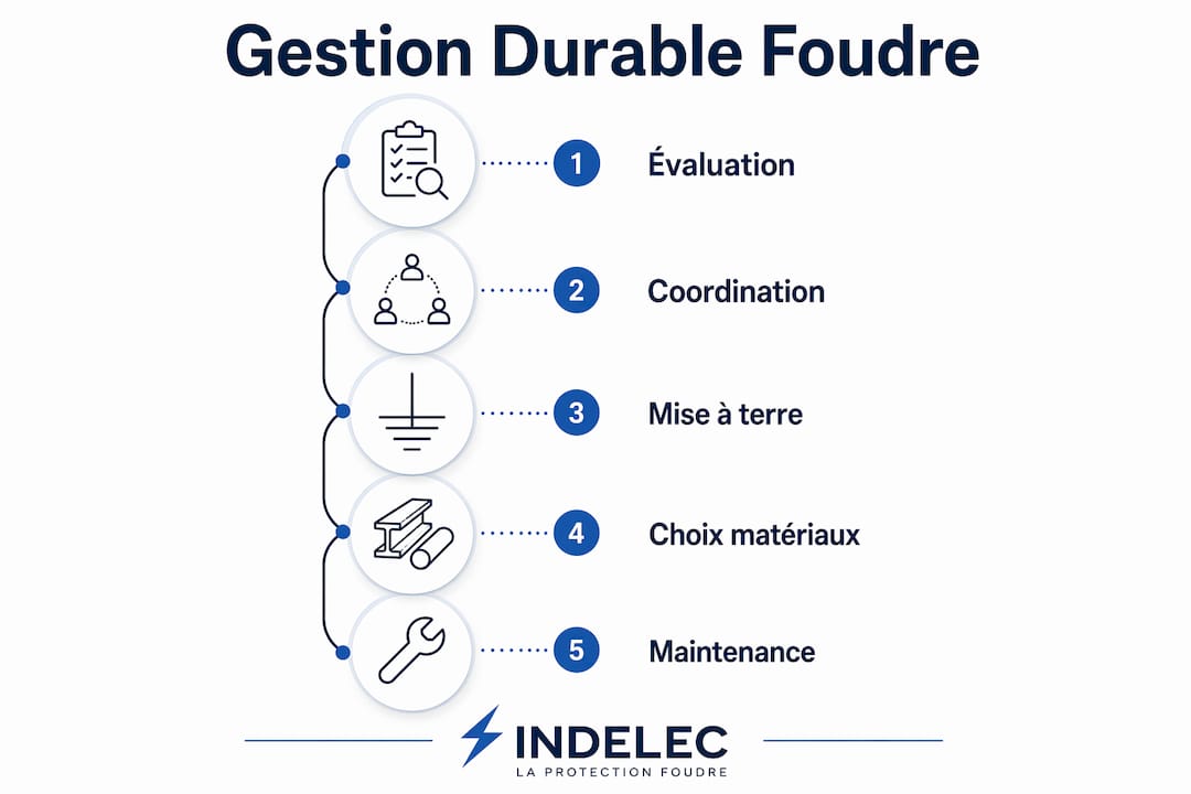 Présentation visuelle des différentes étapes pour une gestion responsable de la foudre