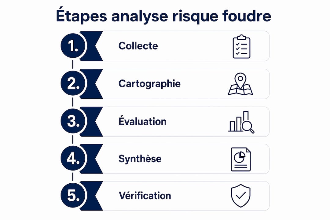 Schéma récapitulatif des principales étapes de l’évaluation du risque foudre