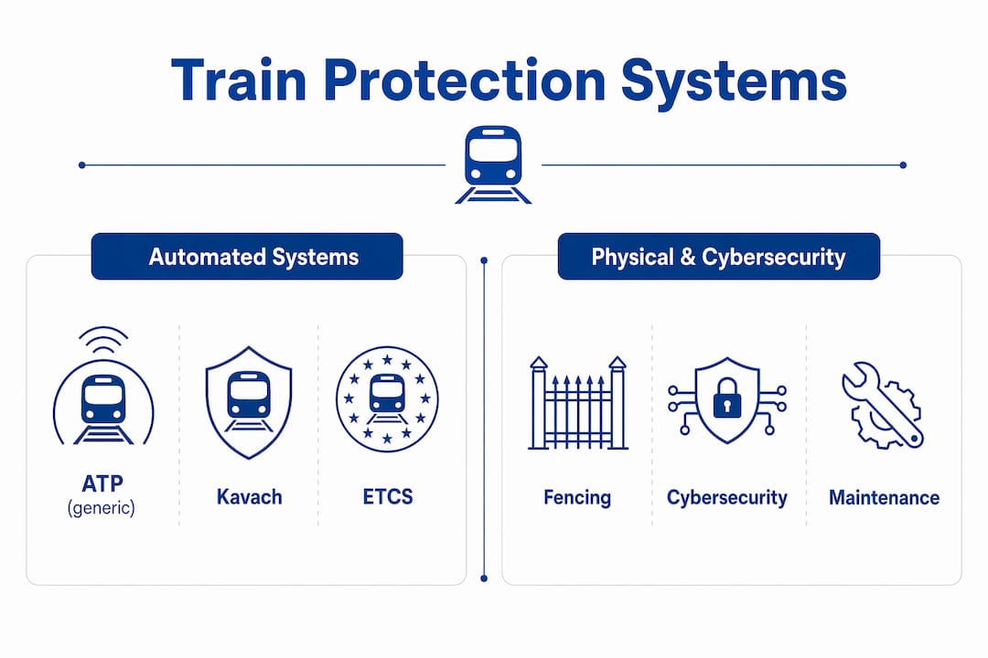 Infographic comparing train protection system types