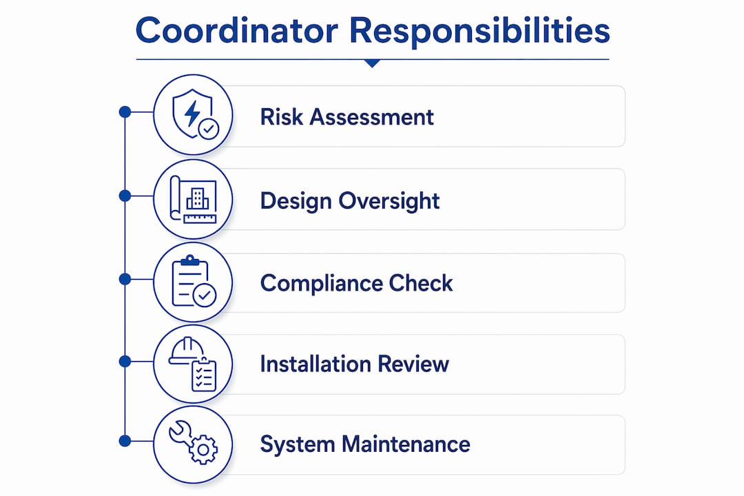 Infographic illustrating coordinator responsibilities workflow