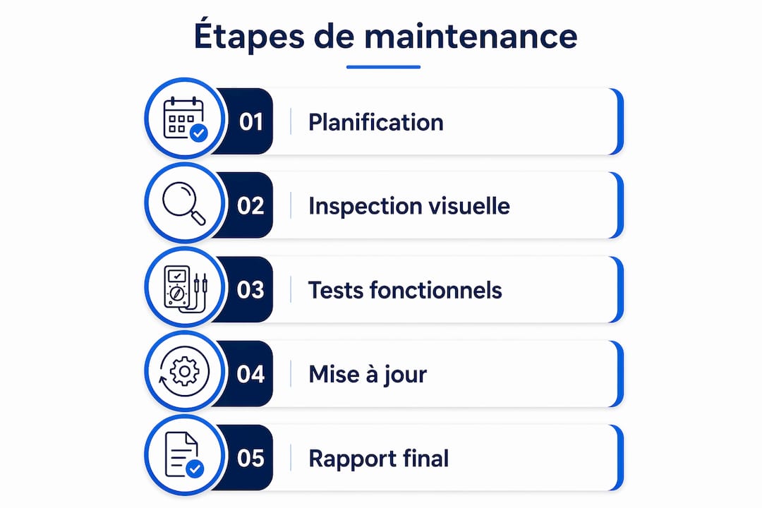 Schéma illustrant les différentes étapes du processus de maintenance