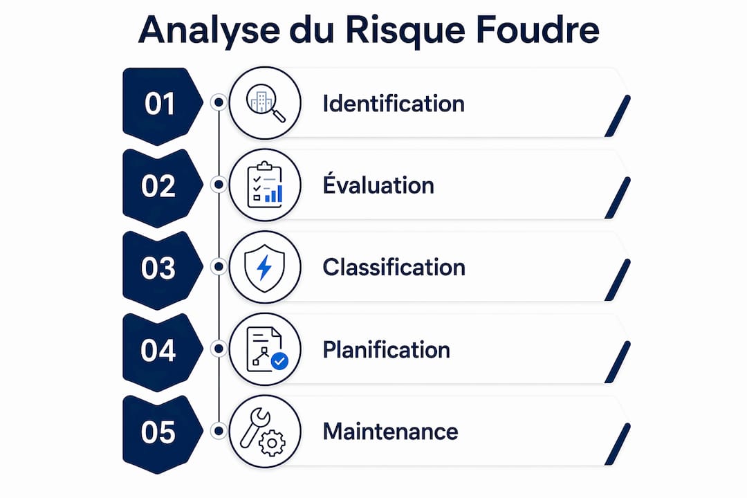 Infographie : les étapes clés pour évaluer les risques liés à la foudre
