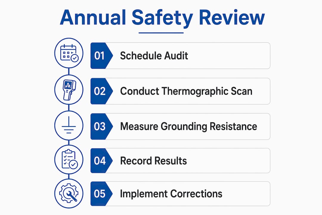 Infographic illustrating five-step annual safety review process