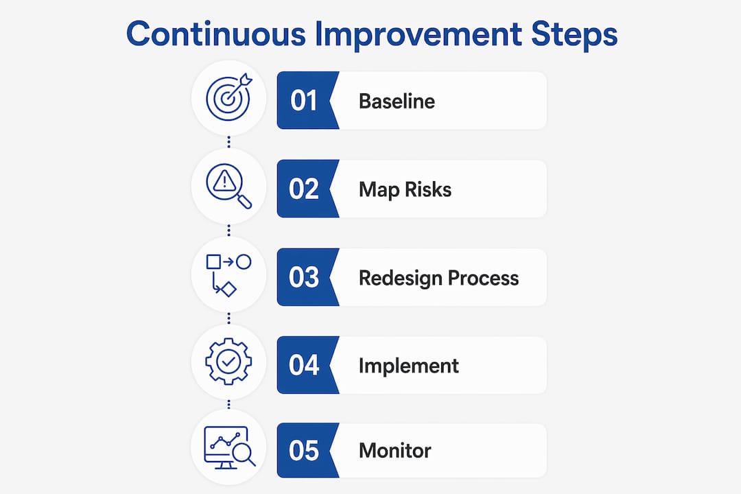 Infographic illustrating continuous improvement steps