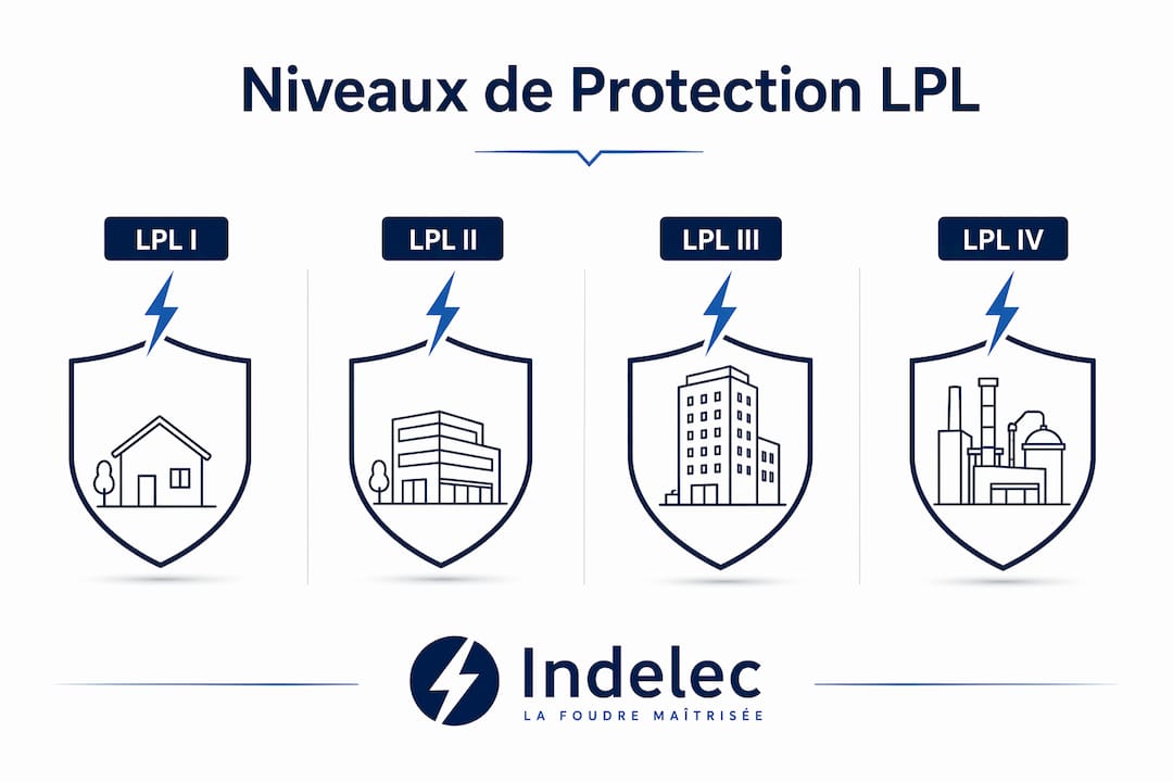 Schéma des différents niveaux de protection contre la foudre