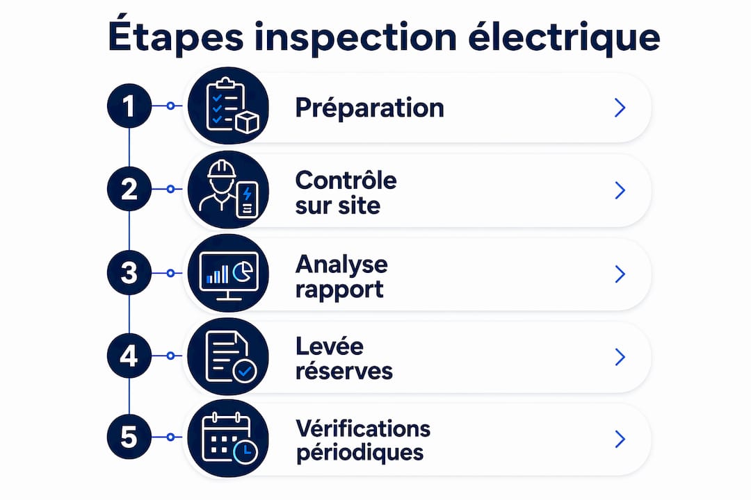 Infographie : les différentes étapes pour réussir l’inspection de votre installation électrique