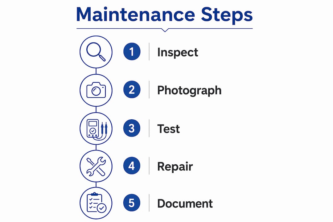 Infographic outlining lightning rod maintenance steps