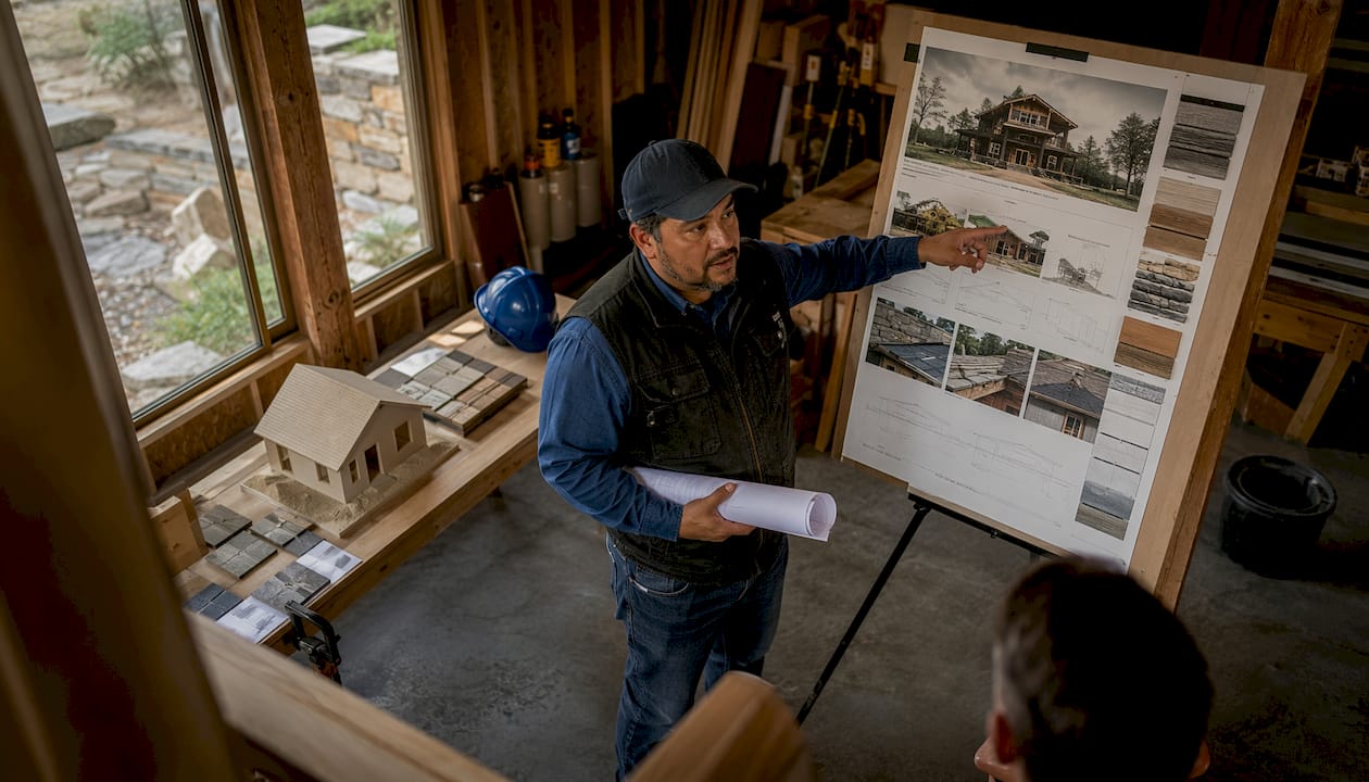 Contractor discussing wildfire resilient house