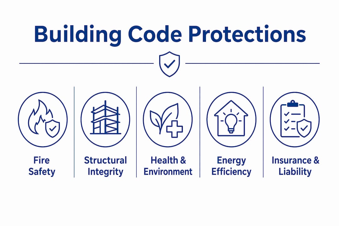 Infographic showing key building code protection categories