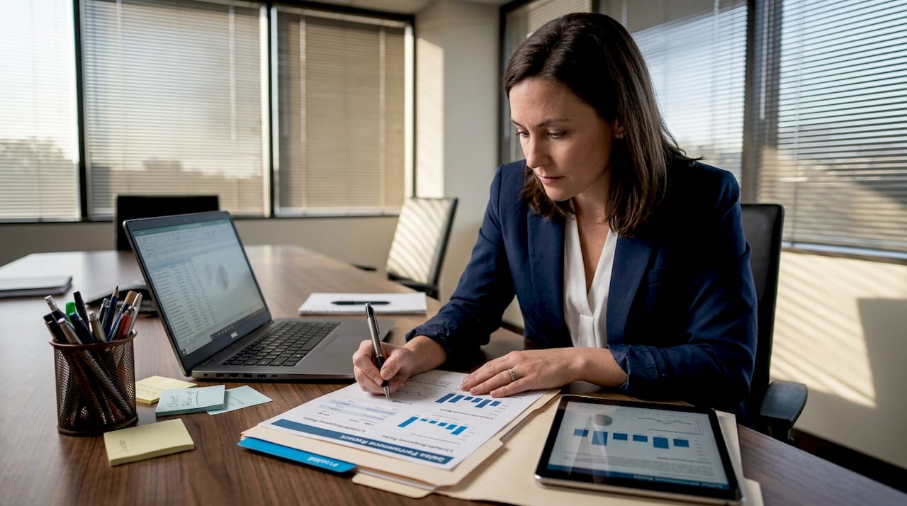Consultant analyzing LinkedIn response report