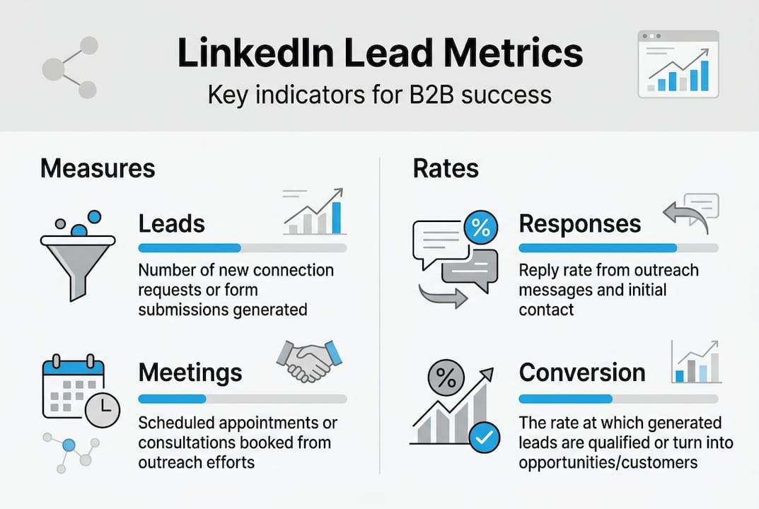 LinkedIn lead generation key metrics infographic