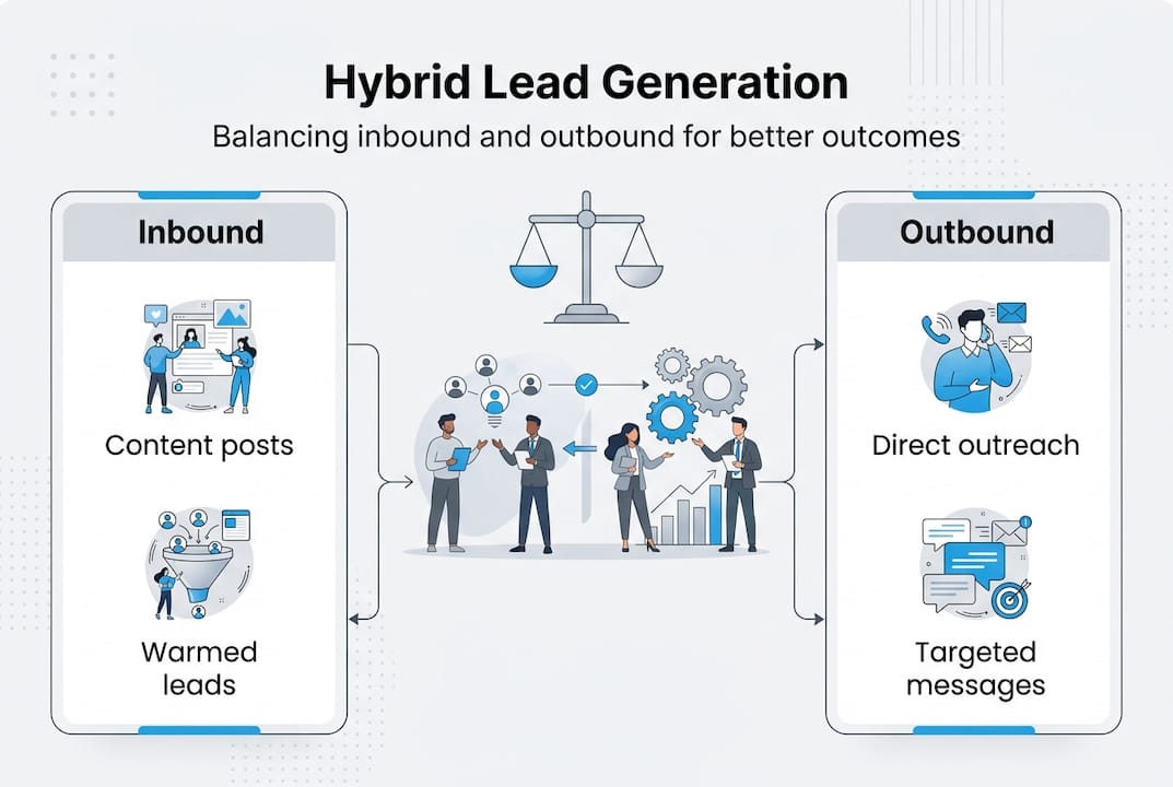 Infographic comparing inbound and outbound lead generation