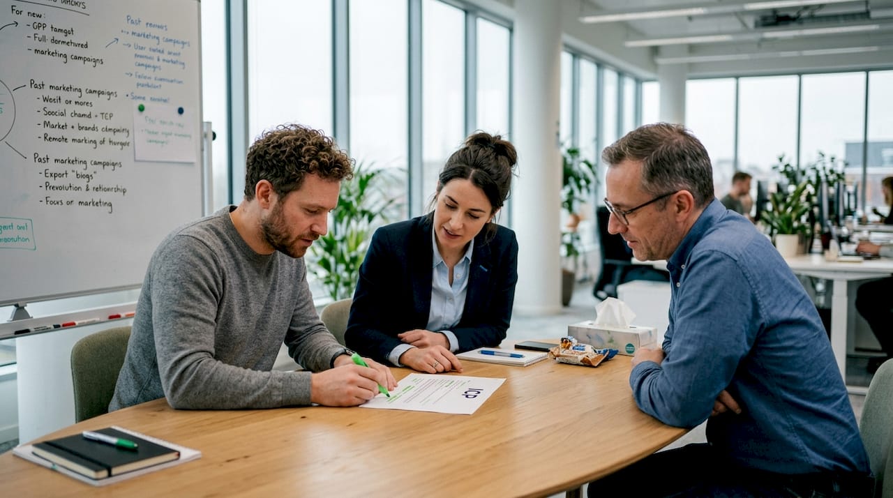 Team reviewing ideal customer profile together