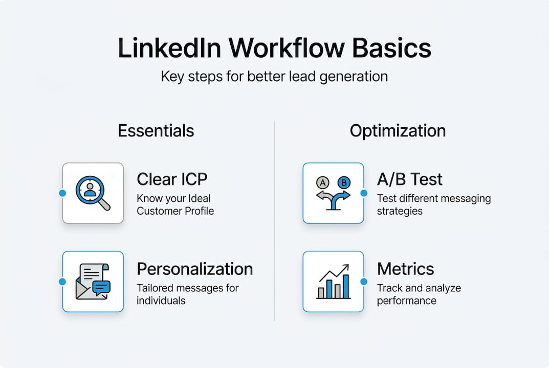 Infographic LinkedIn workflow steps overview