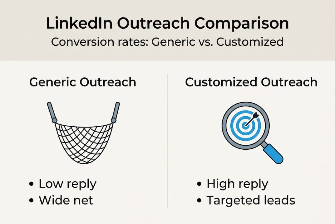 Infographic comparing LinkedIn outreach performance