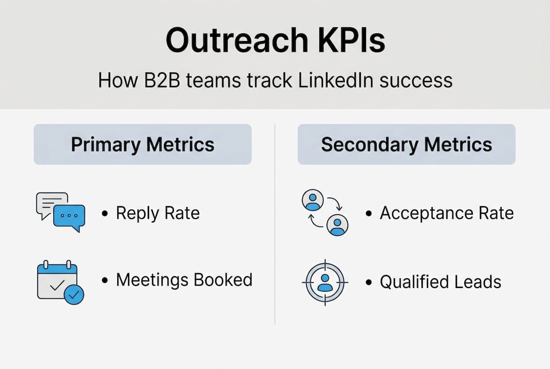 Infographic showing LinkedIn outreach KPIs overview