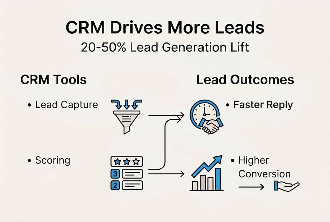 Infographic on CRM tools and lead outcomes